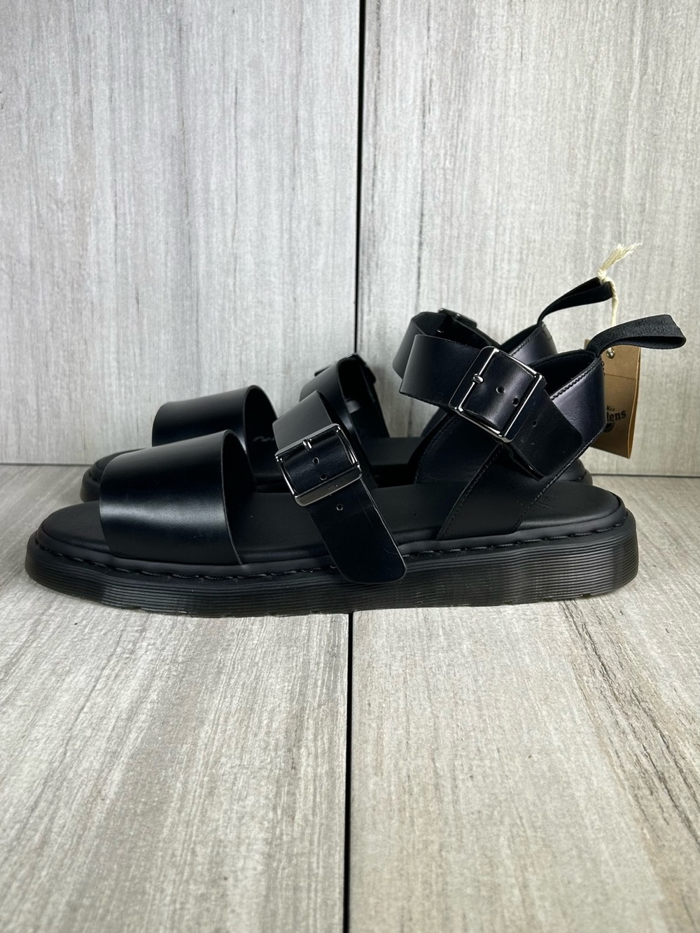 NEW Dr. Martens Docs Gryphon Black Leather Buckle Strap Sandal Shoe Mens Size 14 - Picture 3 of 11